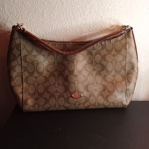 VTG Coach Monogram Leather Hobo Handbag